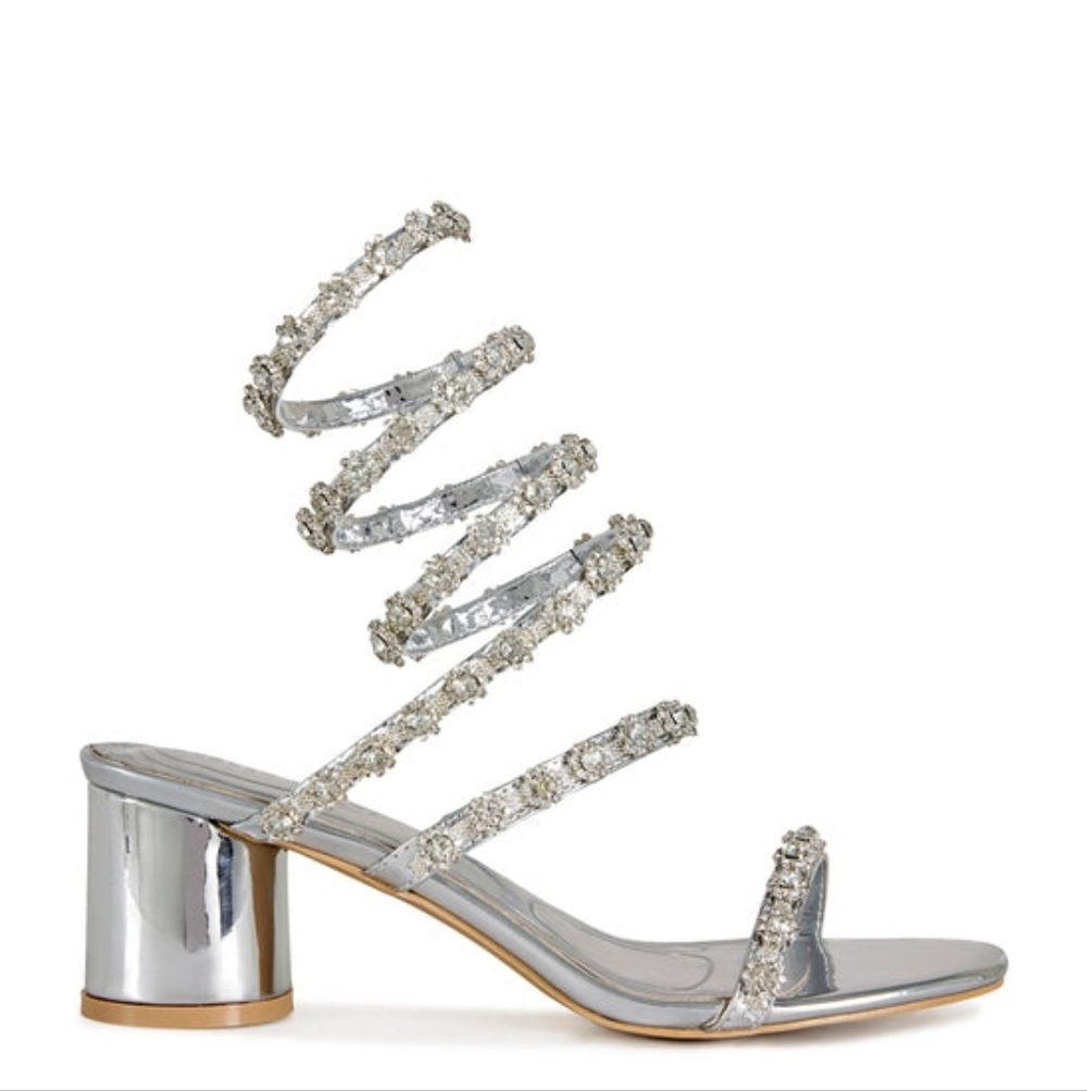 EMILIANO-SILVER WRAP BLOCK SANDAL